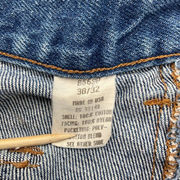 Game Winner Sportswear Brush Jeans Men 38W x 32L Blue Nylon Faced Fish Hunt VTG - Picture 6 of 13